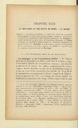 Chapitre XXIII La Belgique et les États du nord – La Suisse