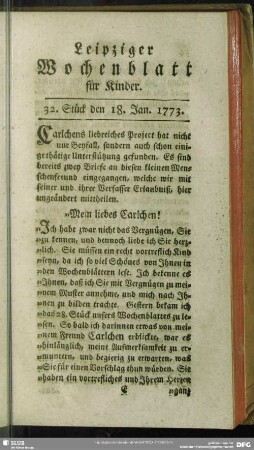 32. Stück den 18. Jan. 1773