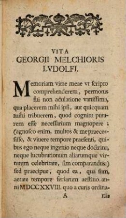 Vita viri perillustris Georgii Melchioris de Ludolf archidicasterii Imper. Camerae Assessoris