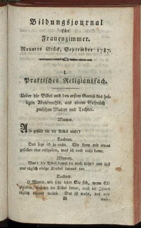 Neuntes Stück, September 1787