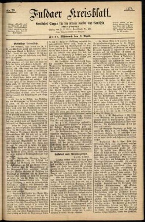 Ausgabe vom Mittwoch, den 09. April 1879.