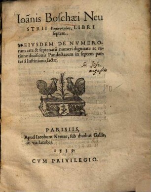 Ioa[n]nis Boschaei Neustrii Dikaiogamias, Libri septem