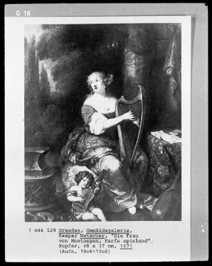 Bildnis einer Dame, angeblich der Frau von Montespan die Harfe spielend