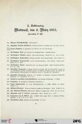 II. Auktionstag. Mittwoch, den 8. März 1905, Vormittag 10 Uhr (Nr. 188-358)