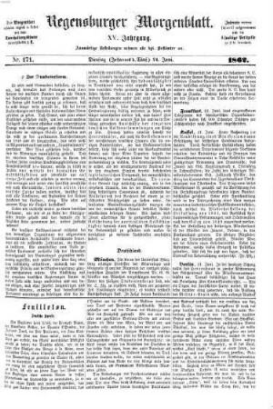 Regensburger Morgenblatt. 15, 15. 1862 = Nr. 166 (18. Juni 1862) - Nr. 354 (31. Dezember 1862)