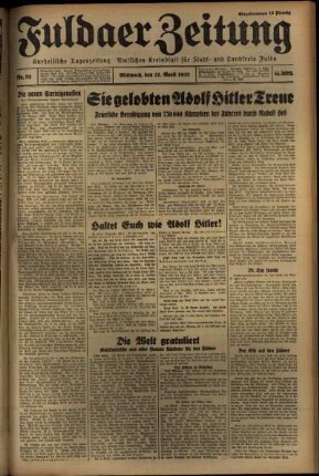 Erste Ausgabe vom Mittwoch, den 21. April 1937.