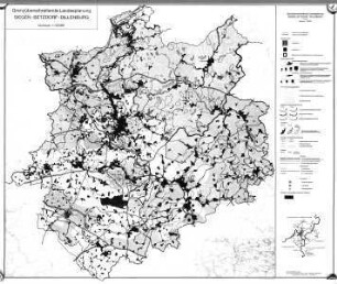 Grenzüberschreitende Landesplanung Siegen-Betzdorf-Dillenburg. Inhalt: Bad Berleburg, Bad Laasphe, Hilchenbach, Olpe, Netphen, Klarenbach, Herborn, Haiger, Bad Marienberg, Wissen. Anlage: dasselbe als Kleinplan