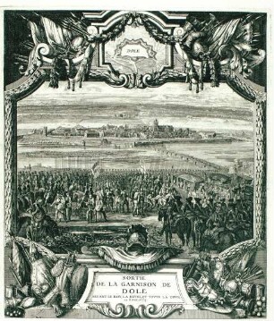 WHK 4 Französisch-Holländischer Krieg von 1672-1678: Abbildung des Auszugs der Garnison aus Dole, 6. Juni 1674