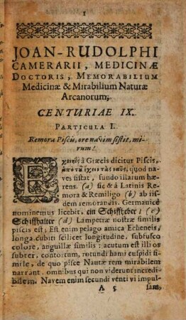 Sylloges Memorabilium Medicinae Et Mirabilium Naturae Arcanorum, Centuriae ..., 9