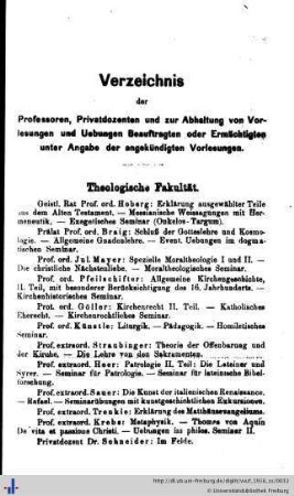 Verzeichnis der Professoren und Privatdozenten.