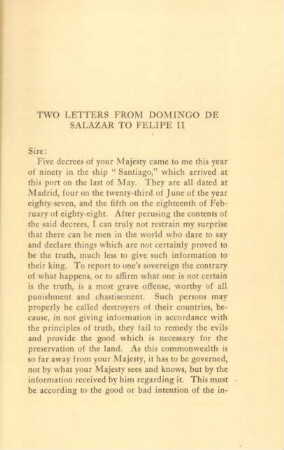 Two letters from Domingo de Salazar to Felipe II