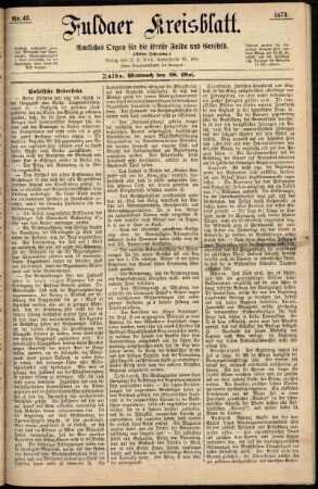 Ausgabe vom Mittwoch, den 28. Mai 1879.