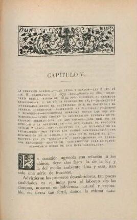 Capítulo V. La cuestión agrícola ...