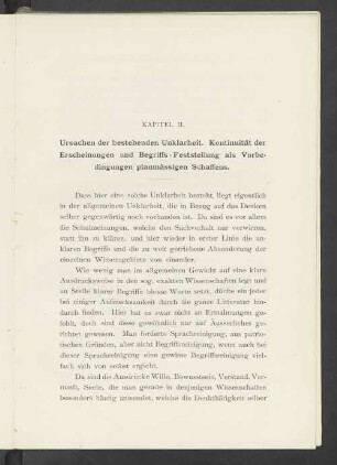 Kapitel II. Ursachen der bestehenden Unklarheit. Kontinuität der Erscheinungen und Begriffs-Feststellung als Vorbedingungen planmässigen Schaffens.
