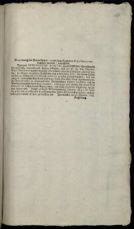 Verordnung die Todesscheine, so bey dem Regiment Royal Deuxponts begehrt werden, betreffend : Zweybrücken den 30. Decemb. 1768.