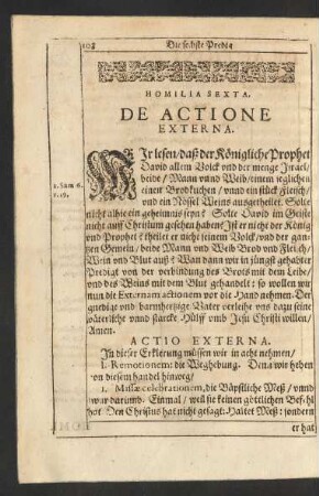 Homilia Sexta. De Actione Externa.