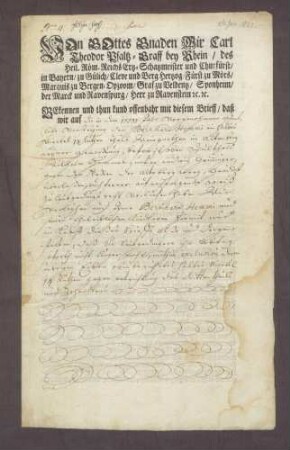 Kurpfälzischer Erblehnbrief über Weinberge zu Leimen.