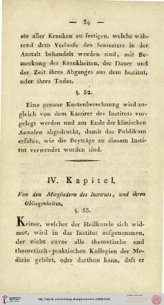 IV. Von den Mitgliedern des Institutsm und ihren Obliegenheiten