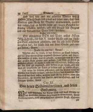 Cap. XI. Von denen Sechswöchnerinnen, und deren Einsegnung.