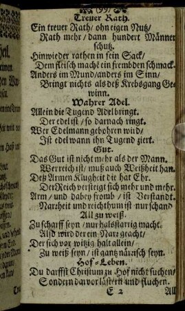 Treuer Rath. - Armuth.