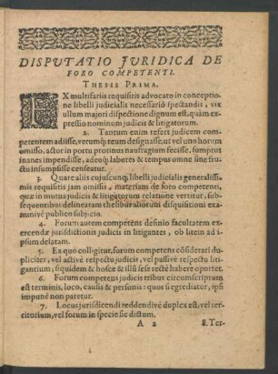Disputatio Iuridica De Foro Competenti.