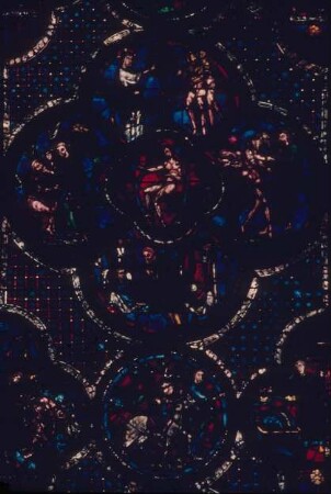 Chartres: Kathedrale, Glasfenster, Seitenschiff Süd, aufgenommen 5.9. 1957