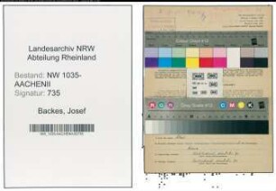 Entnazifizierung Josef Backes , geb. 26.12.1907 (Kaufmaennischer Angestellter)