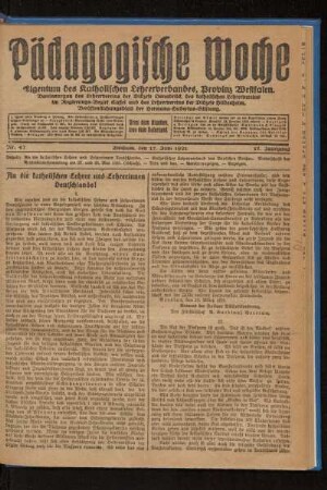 An die katholischen Lehrer und Lehrerinnen Deutschlands!
