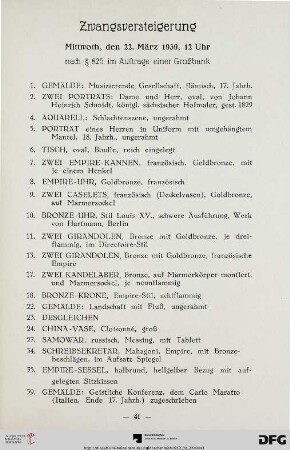 Zwangsversteigerung: Mittwoch, den 22. März 1939 (Nr. 1-91)