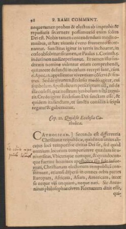 Cap. 21. Quid sit Ecclesia Catholica.