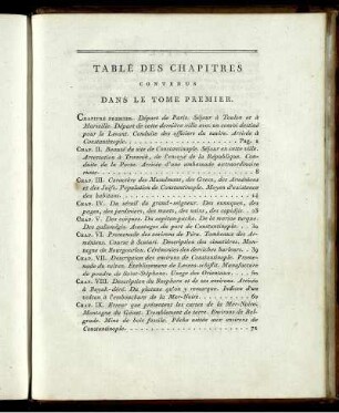 Table des Chapitres Contenus Dans le Tome Premier.