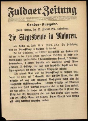 Zweite Ausgabe vom Montag, den 22. Februar 1915.