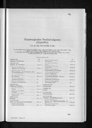 VI. Hamburgisches Hochschulgesetz (HmbHG)