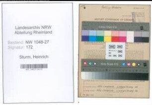 Entnazifizierung Heinrich Sturm , geb. 19.09.1912 (Buchhalter)