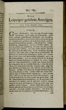 No. 63. Den 7ten August 1789.