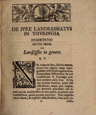 Dissertatio Ivris Pvblici De Ivre Landsassiatvs In Thvringia