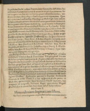 Membrum II. Heterodoxiam dogmaticam sistens.