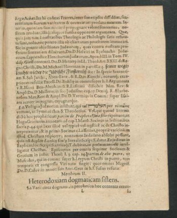 Membrum II. Heterodoxiam dogmaticam sistens.