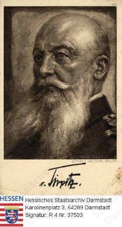 Tirpitz, Alfred v. (1849-1930) / Porträt in Uniform, Brustbild