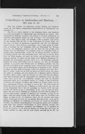 Verhandlungen zu Sandesneben und Hamburg. - 1417 Dez. 6-11.