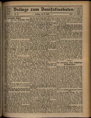 Zweite Ausgabe vom Sonntag, den 22. April 1928.