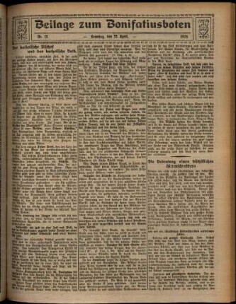 Zweite Ausgabe vom Sonntag, den 22. April 1928.