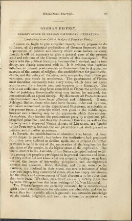 Present State of German Historical Literature