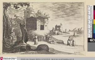 [Landschaft mit Bucht und einigen Personen]