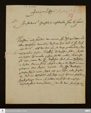 Brief von Johann Christian Rende an Georg Heinrich Neubauer.