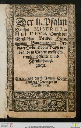 Der li. Psalm Dauids Miserere Mei Devs