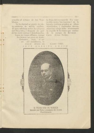 Sr. Pedro José de Noriega - [Fotografía] : Senador por Puno i presidente del Comité Pro-Centenario