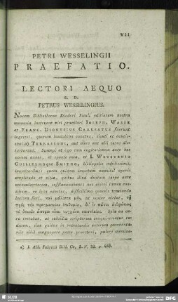 Petri Wesselingii Praefatio