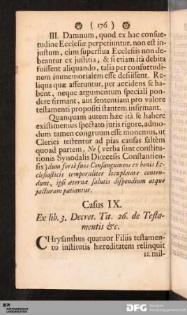 Casus IX. Ex lib. 3. Decret. Tit. 26. de Testamentis &c.