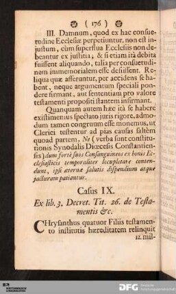 Casus IX. Ex lib. 3. Decret. Tit. 26. de Testamentis &c.